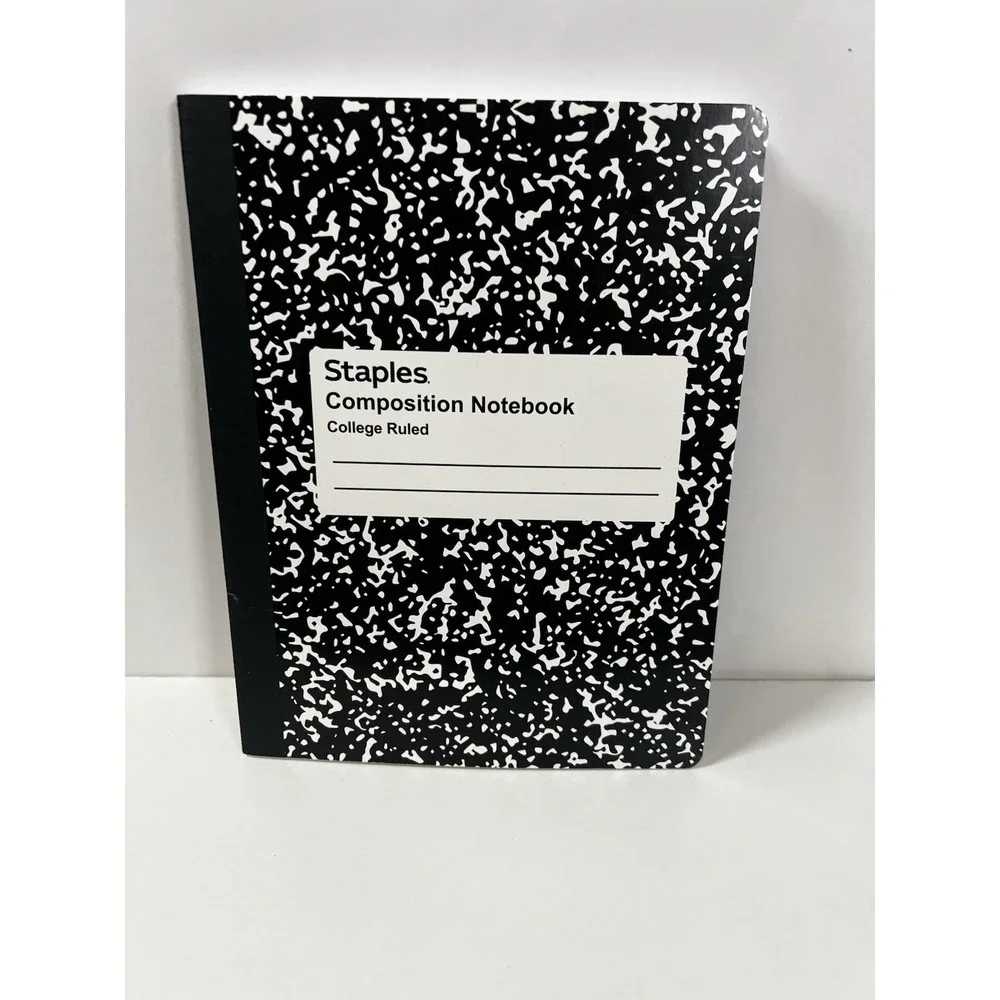 2x Staples Composition‎ Notebook Black College Ruled 100 Sheets